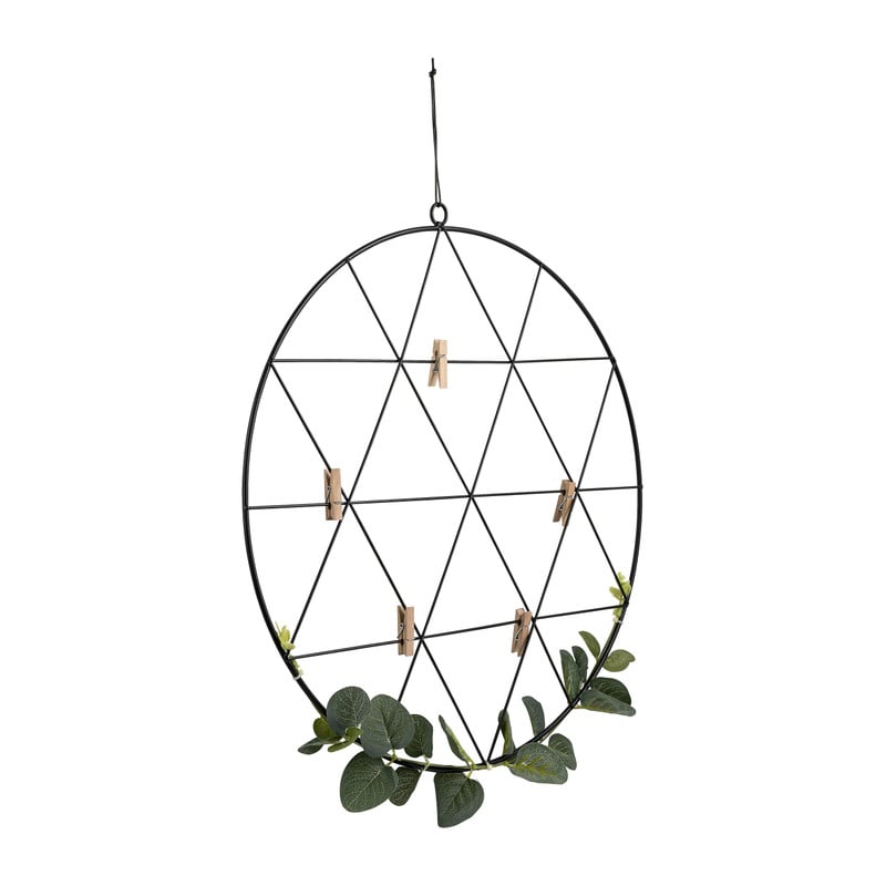 Decoratie rek met blaadjes - zwart - 40x0,3x42 cm