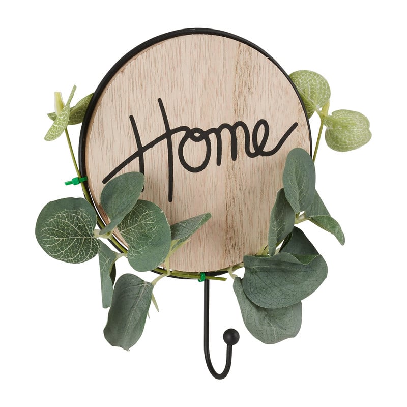 Wandhaak home met blaadjes - 17 cm 