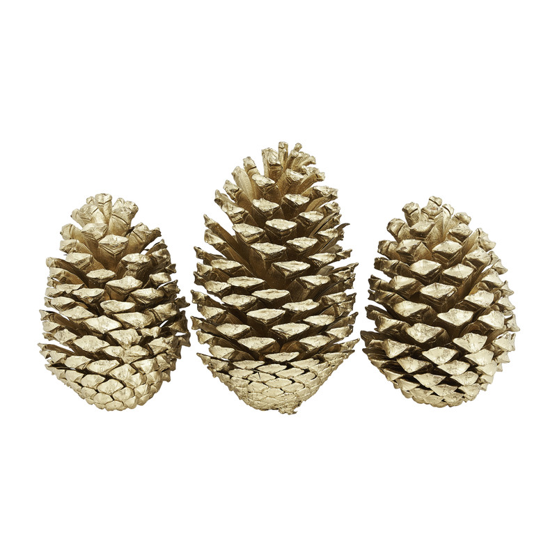 Dennenappels - goud - set van 3