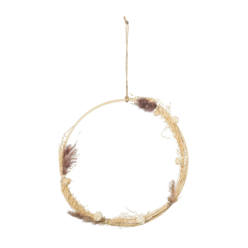 Decoratie ring bamboe - pampas gras - ø30 cm