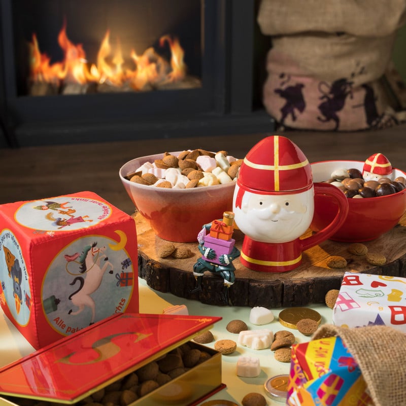 Sinterklaas schaaltje - rood/geel/wit - ø15x10 cm