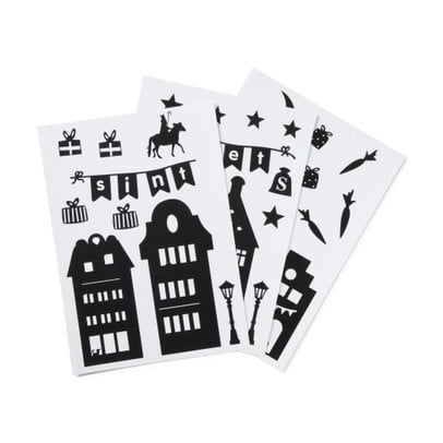 Raamstickers Sinterklaas - zwart - set van 3