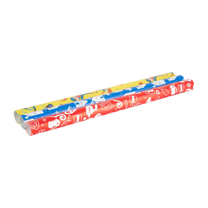 Inpakpapier sint - rood/blauw/multi - set van 3