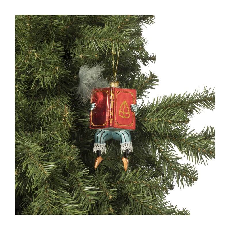 Kersthanger piet boek  - glas - 15.8x9x5.5 cm