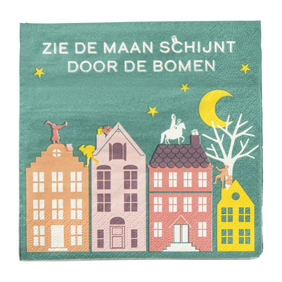 Servetten huisjes Sinterklaas - set van 12 - 33x33 cm