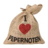 Juten zak 'i love pepernoten' - bruin - 19x16 cm