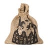 Juten zak sint huisjes - bruin - 19x16 cm