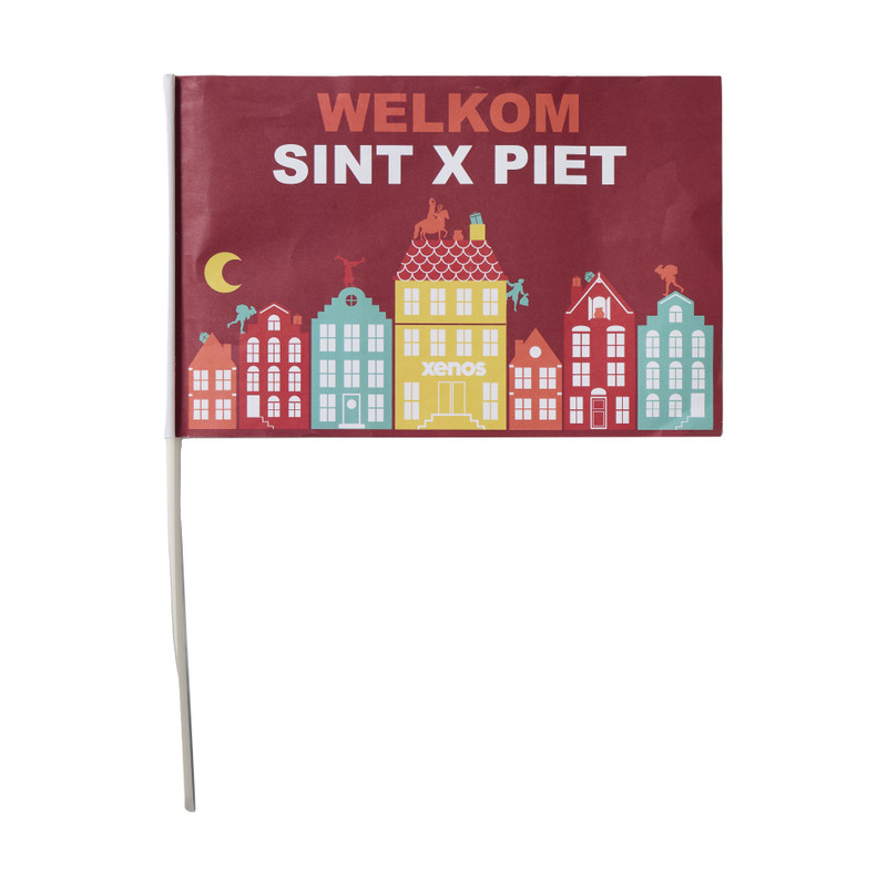 Zwaaivlaggetjes sint huisjes - multikleur - 20x30 cm 