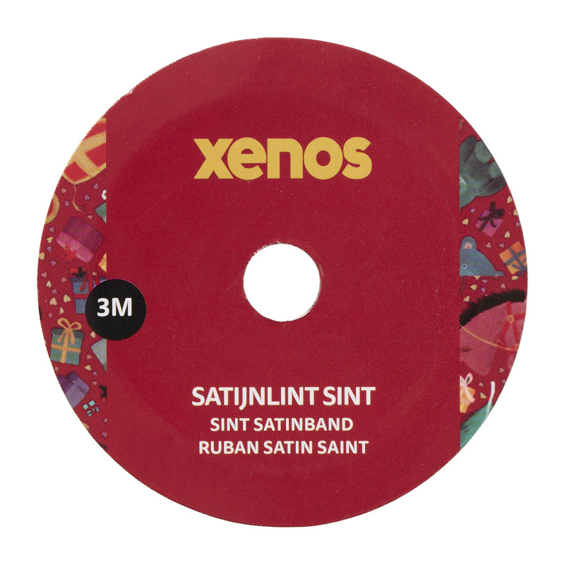 Satijnen lint sint - rood/goud - 1.2x3 cm 