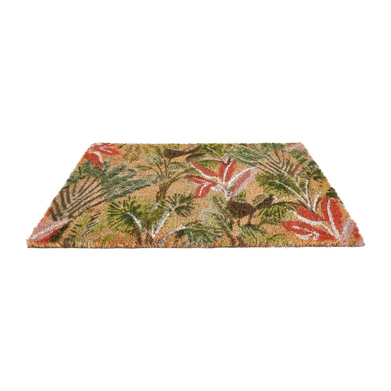 Deurmat bloemenprint - groen/roze - 60x40 cm 