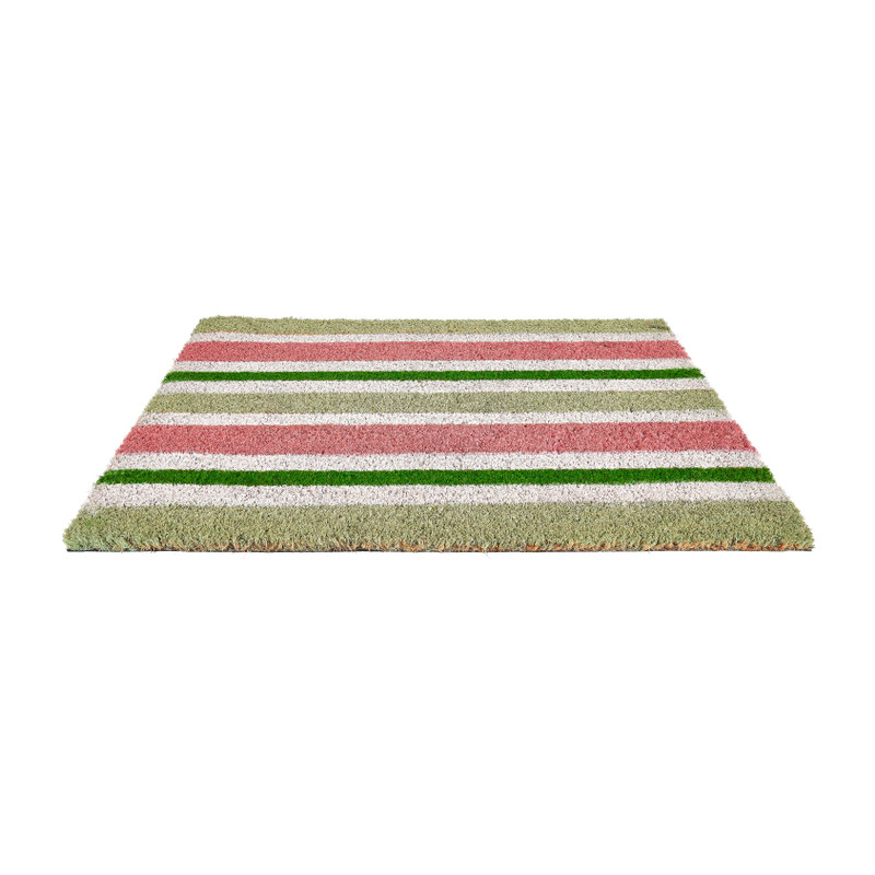 Deurmat gestreept - groen/roze - 60x40 cm
