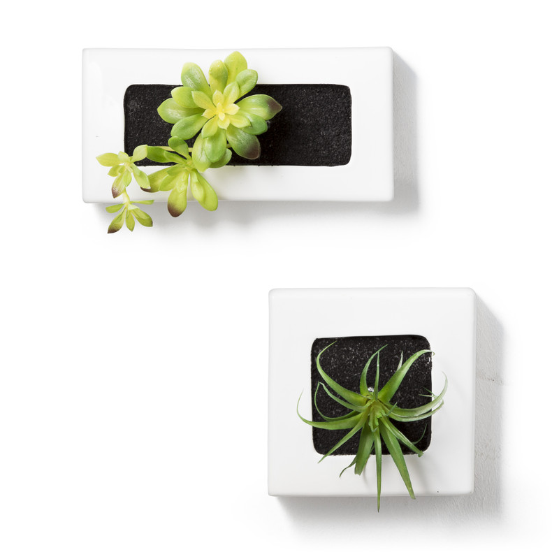 Wandpot keramisch - wit - 16x10x16 cm