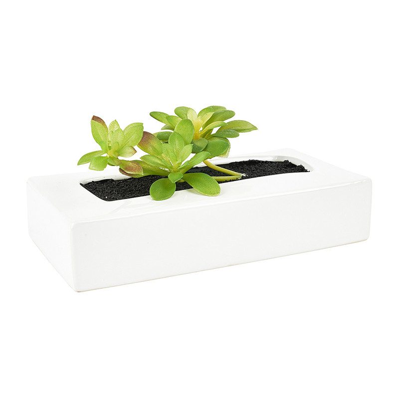 Wandpot keramisch - wit - 24x10x12 cm