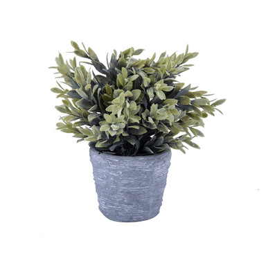Kunstplantje in pot met groot blad - groen - 25 cm