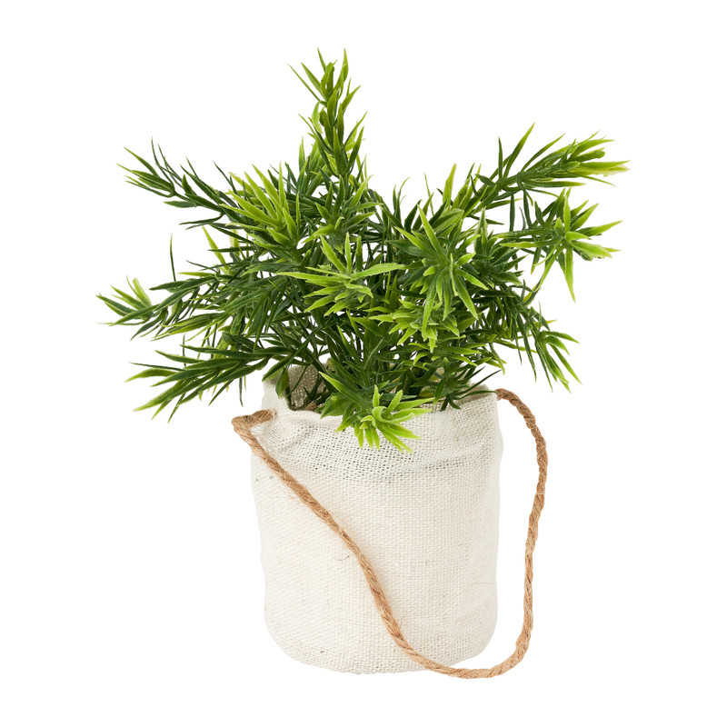 Kunstplantje in jute zakje - diverse varianten