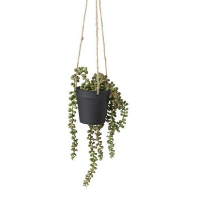 Hangplantje in pot - zwart - 9x9x70 cm