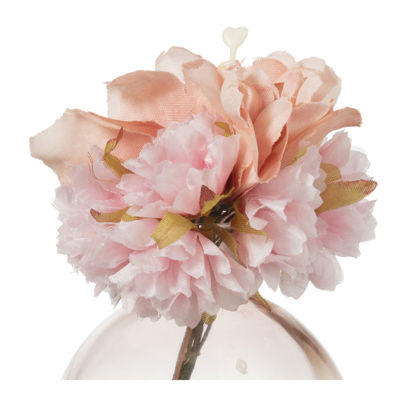 Glazen vaasje met hortensia - roze - ø10x13.5cm