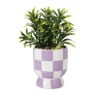 Kunstplantje geblokt - lila - ø8x17 cm