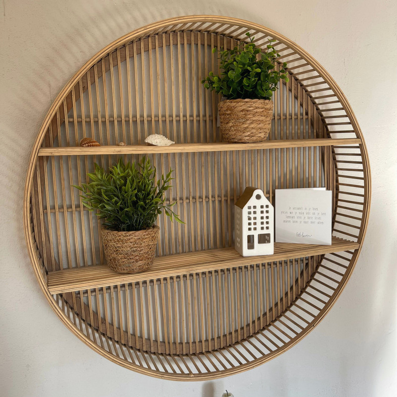 Plantje in rieten mand - rond blad - ø10x19 cm