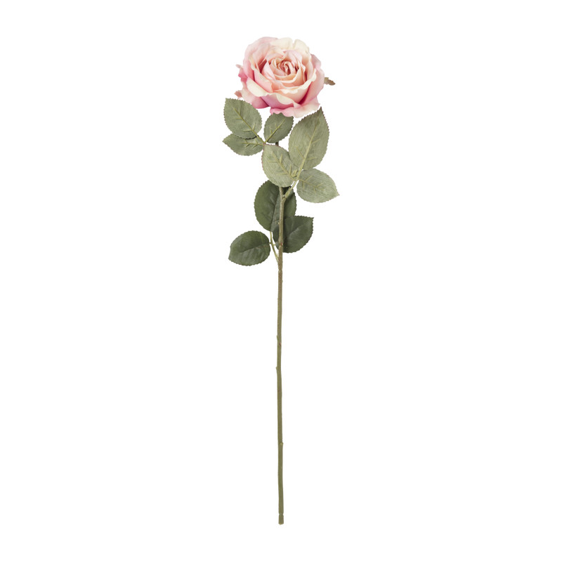 Kunstbloem roos - roze - 64 cm