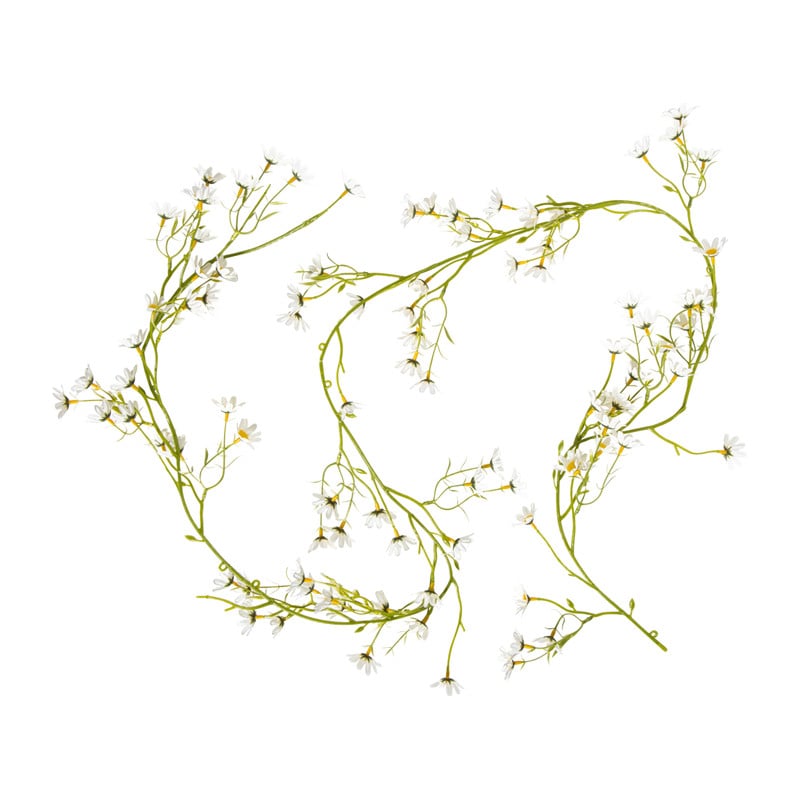 Xenos Slinger bloemen margriet - wit/geel - 210 cm