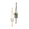 Macrame hanger met pot - 15x15 cm - zwart