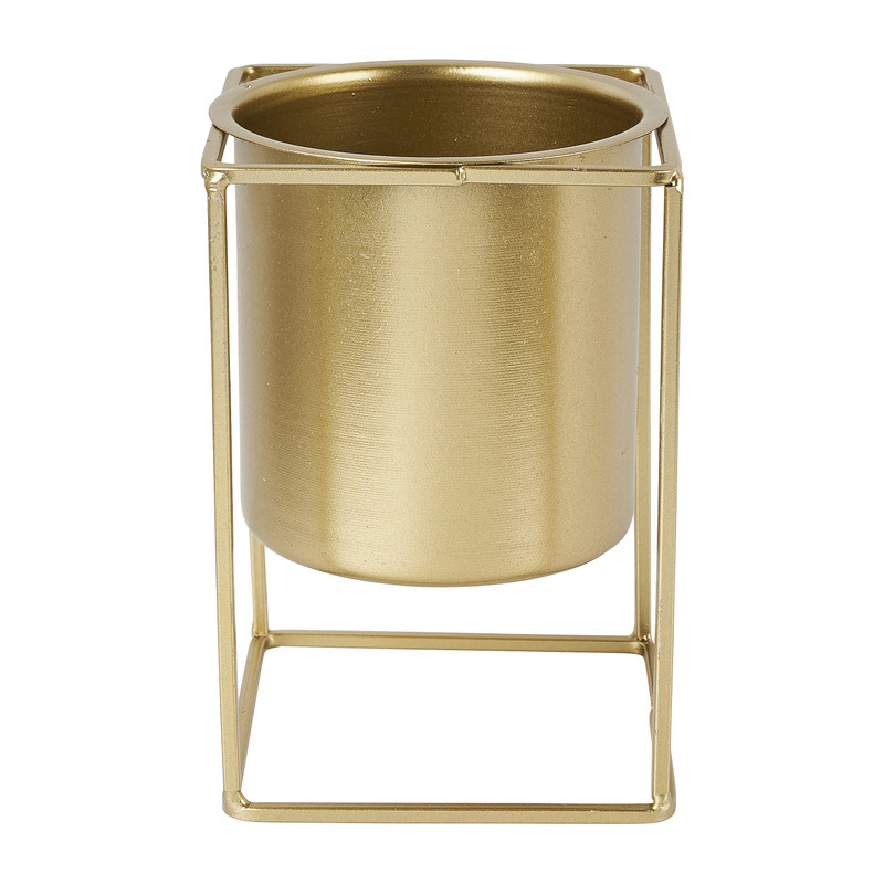 Metalen plantenpot - goud - 11x11x16 cm