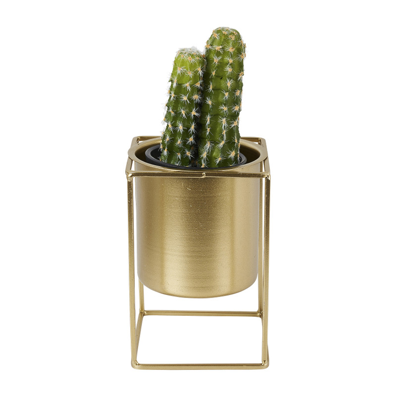 Metalen plantenpot - goud - 11x11x16 cm