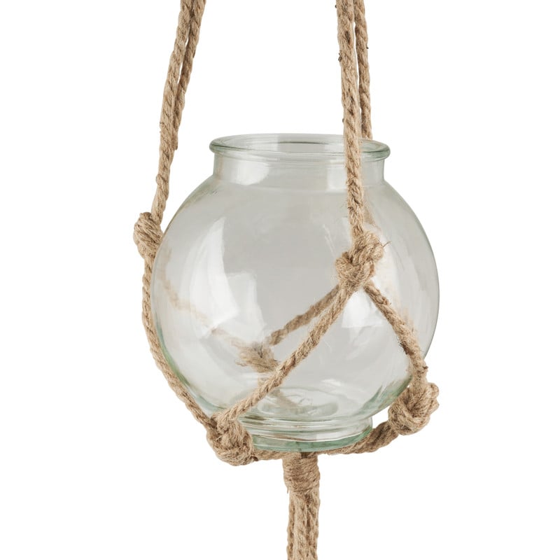 Plantenhanger glas macramé - 21x20 cm