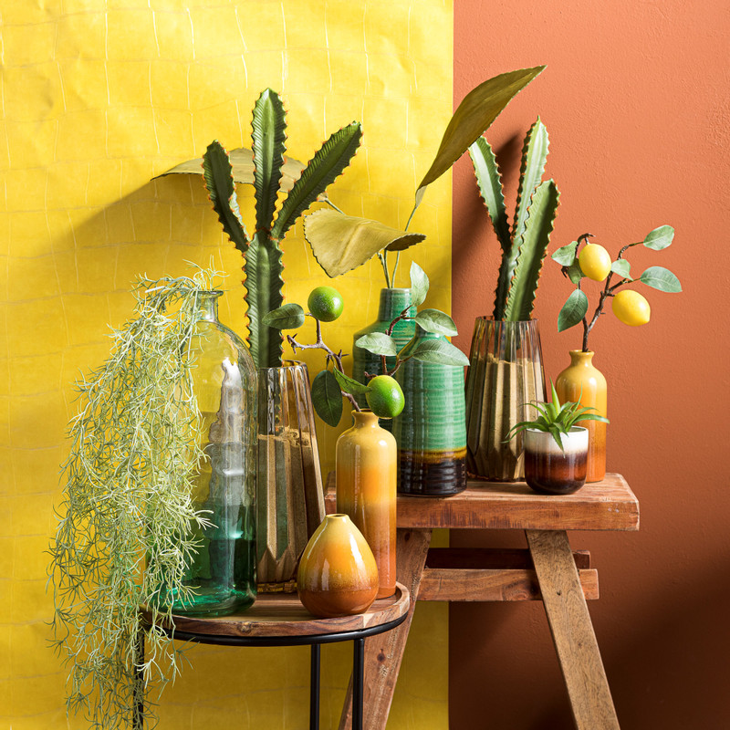 Flesvaas - groen/bruin - 30x14 cm