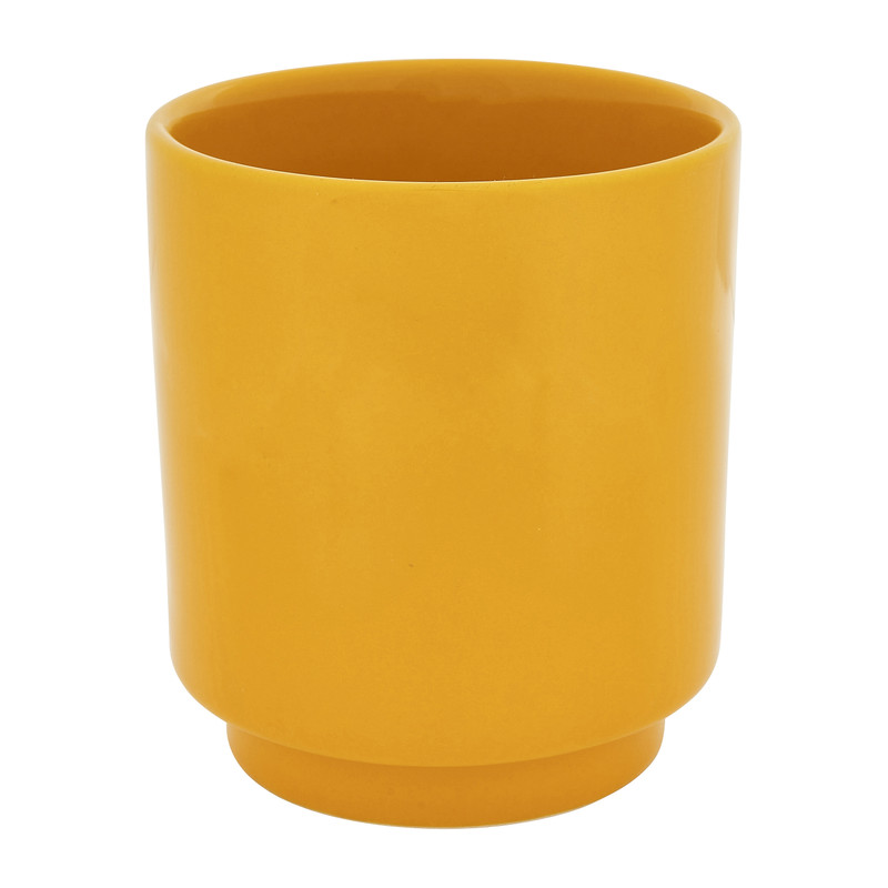 Keramiek plantenpotje - geel - ø9x10 cm