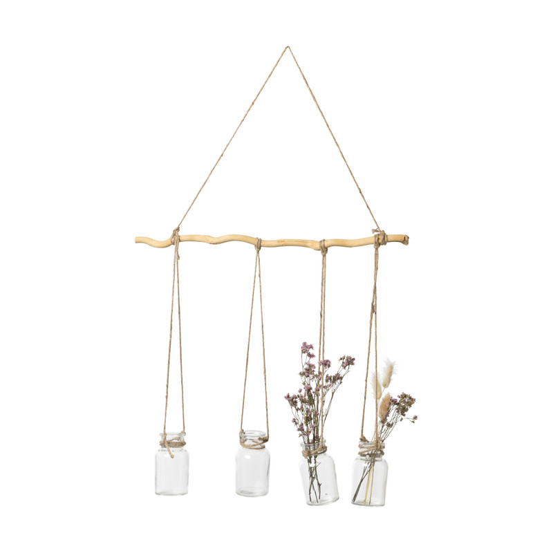 Tak met hangende vaasjes - 47x5x10 cm 