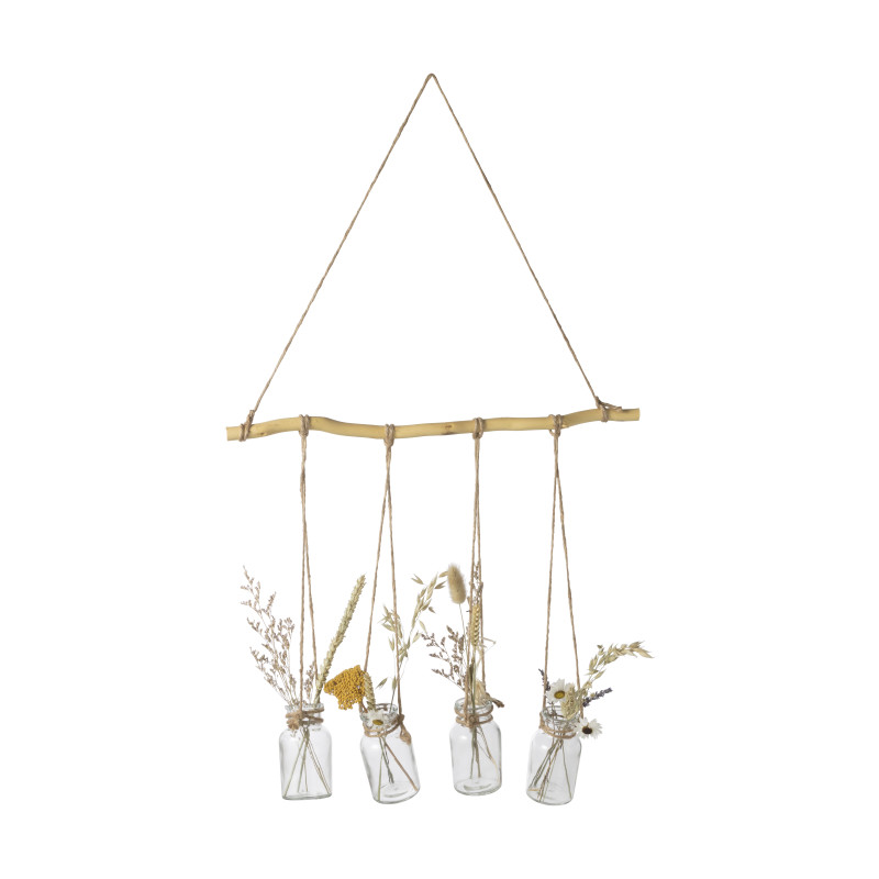 Tak met hangende vaasjes - 47x5x10 cm 