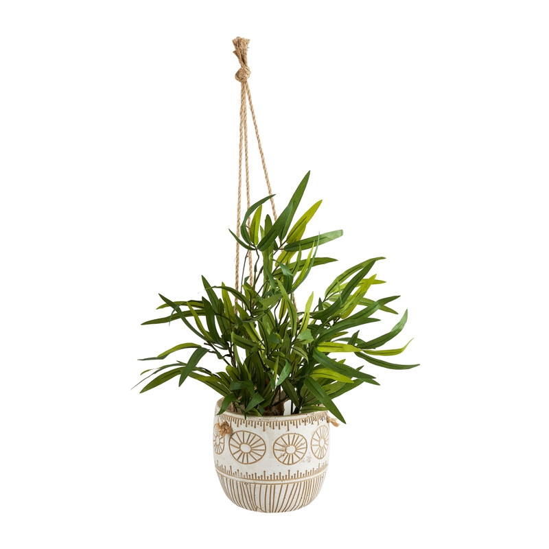 Azteken planthanger - wit - ⌀13.5x13 cm