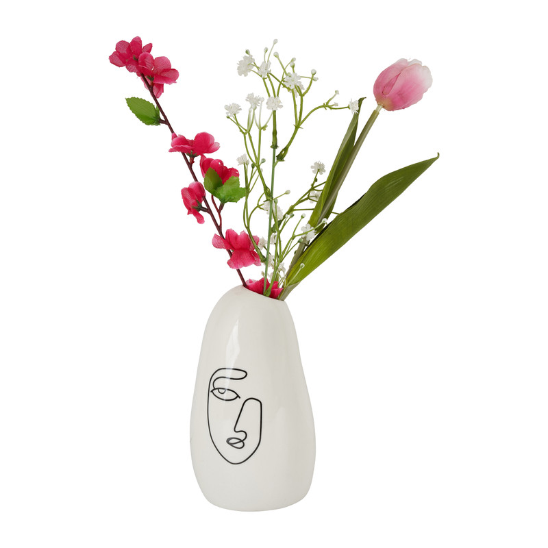 Vaas met gezicht - lang - Ø9,5x17,3 cm