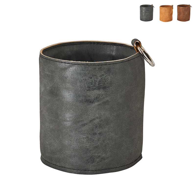 Bloempot leer- diverse kleuren - 12.5x14 cm 