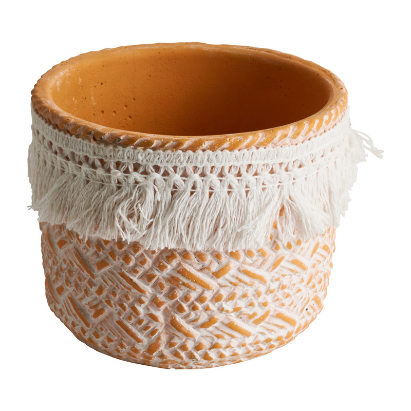 Plantenpot franje - cement - Ø12,5x10 cm
