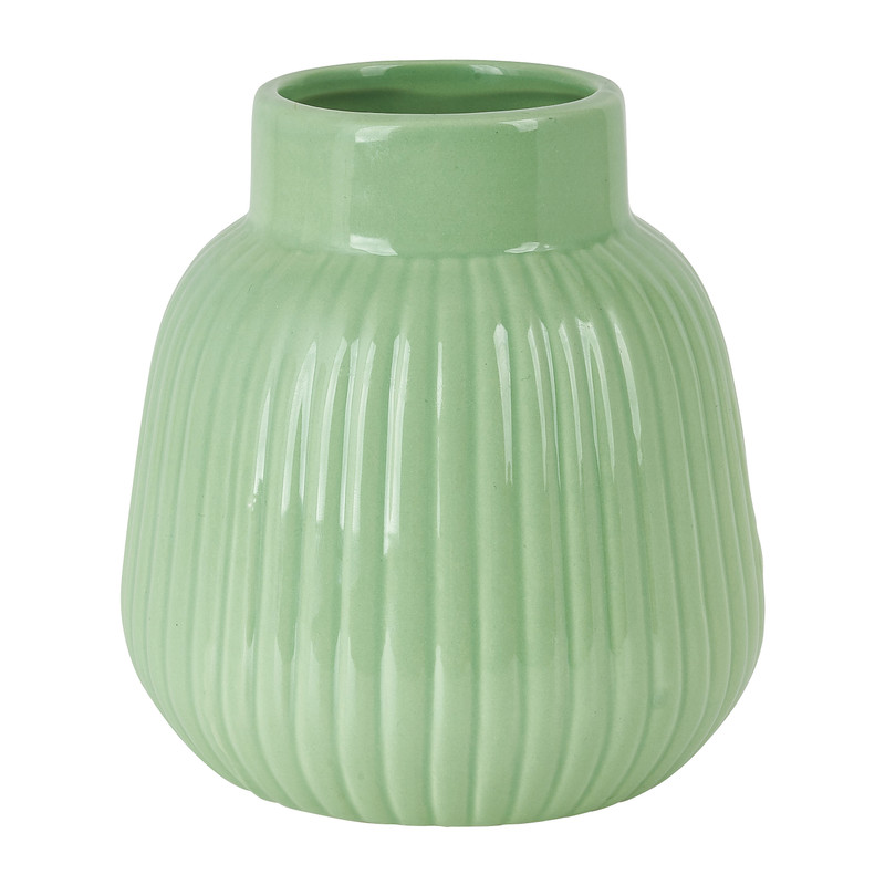 Vaas ribbel - mintgroen - klein -  13x13x13.7 cm
