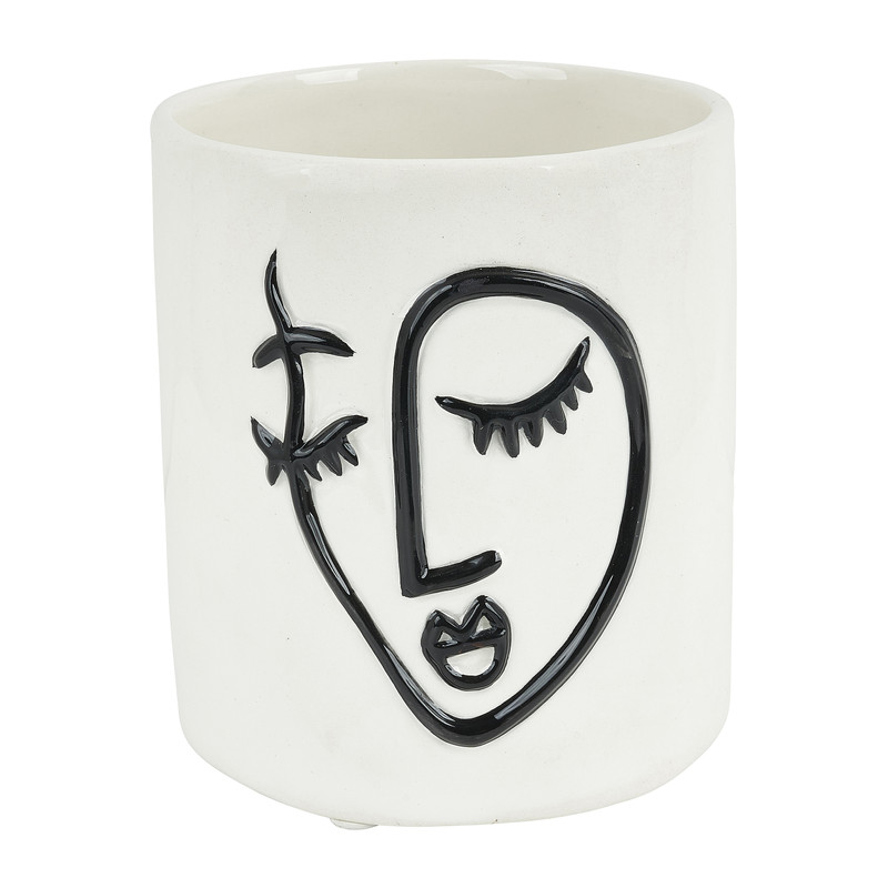 Bloempot gezicht - keramiek - 13x11x11 cm