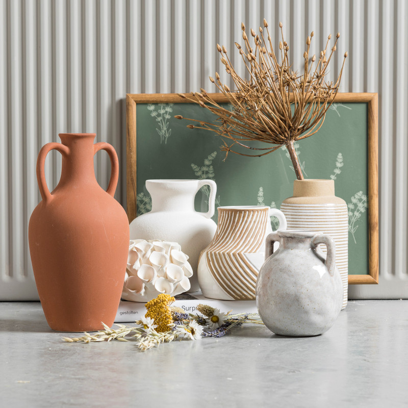 Vaas keramiek - terra - 14,3x14,3x28,5 cm