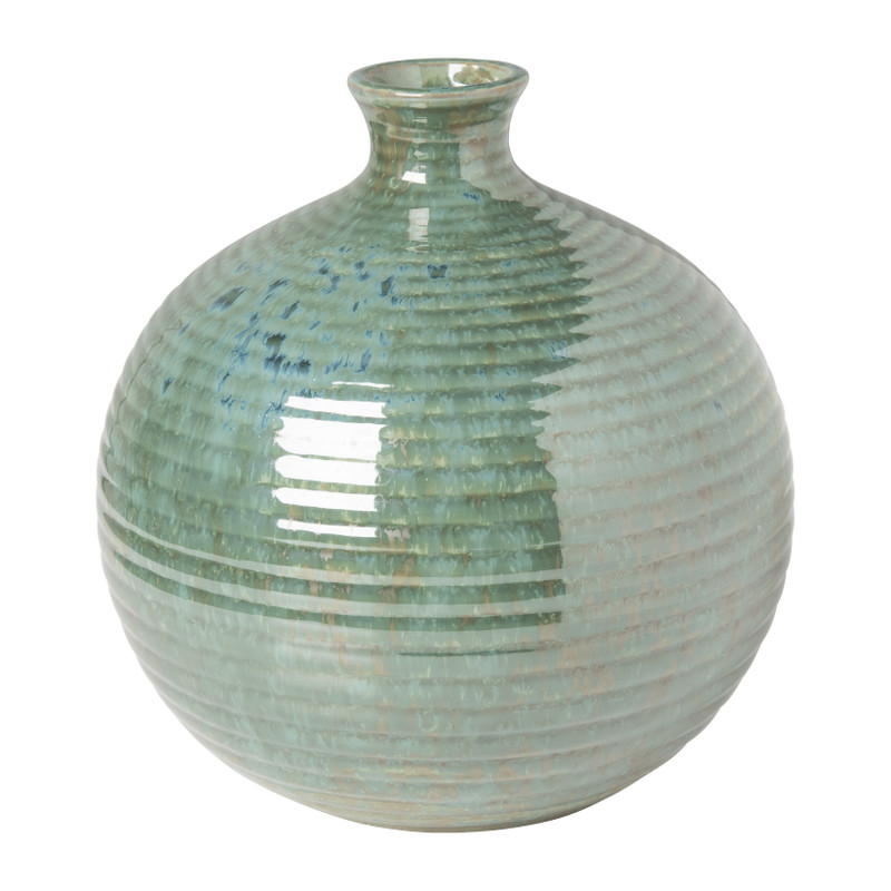 Vaas glazed - groen - ⌀17x18 cm 