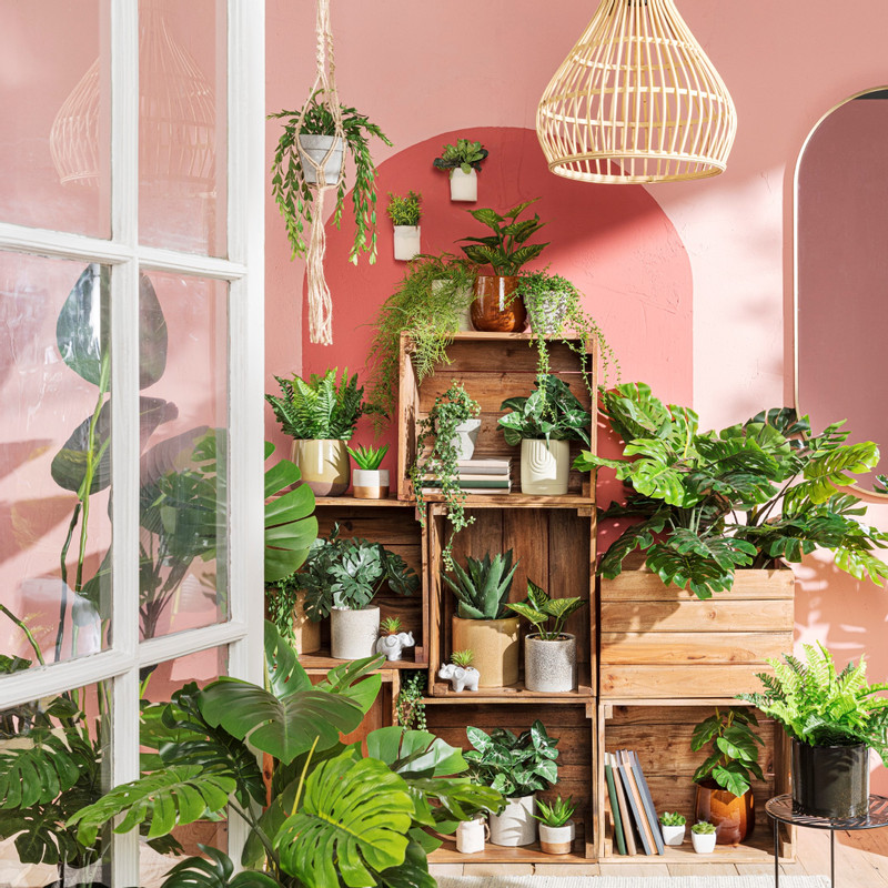 Plantenpot met hanger - groen - 13x13x95 cm