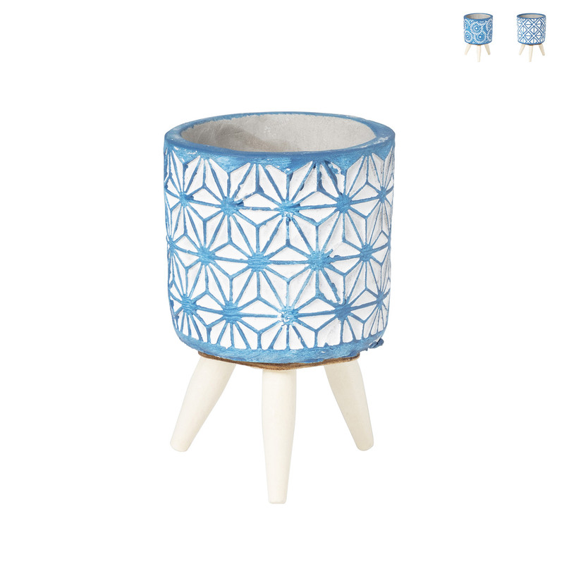 Plantenpotje blauw/wit- diverse varianten - ø6,5x12,5 cm 