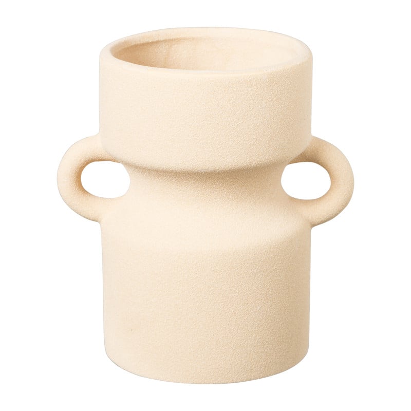 Vaas keramiek 2 oren - naturel - ø14.5x10 cm