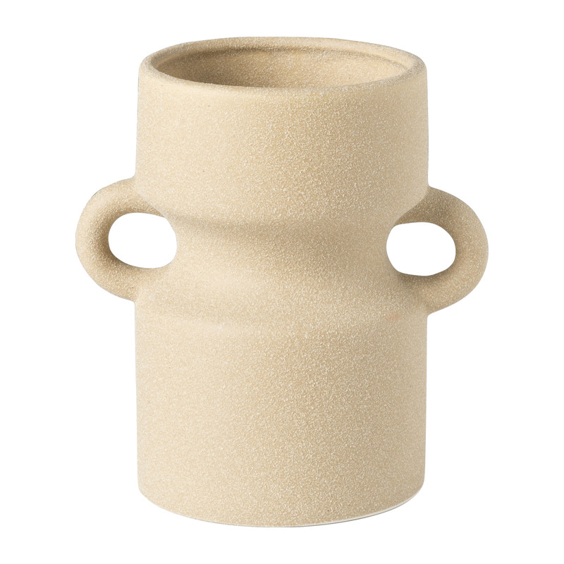 Vaas keramiek 2 oren - beige - ø14.5x10 cm