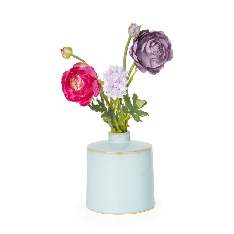 Vaasje keramiek mini - blauw - ø9x10.3 cm