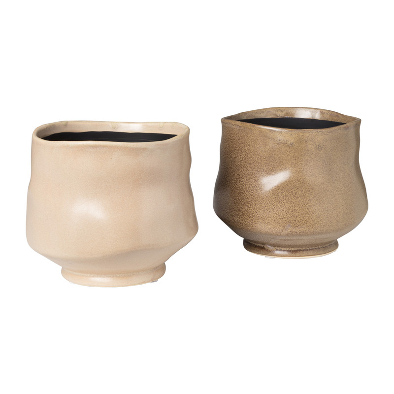 Bloempot - bruin - ø14.5x12.5 cm