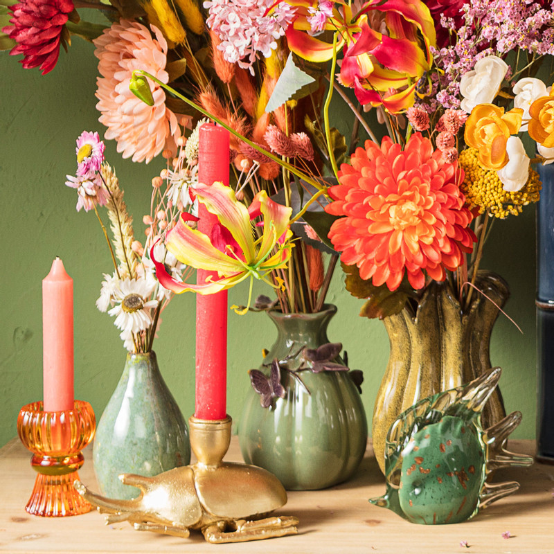 Vaasje groen - lang - ø7.5x12 cm