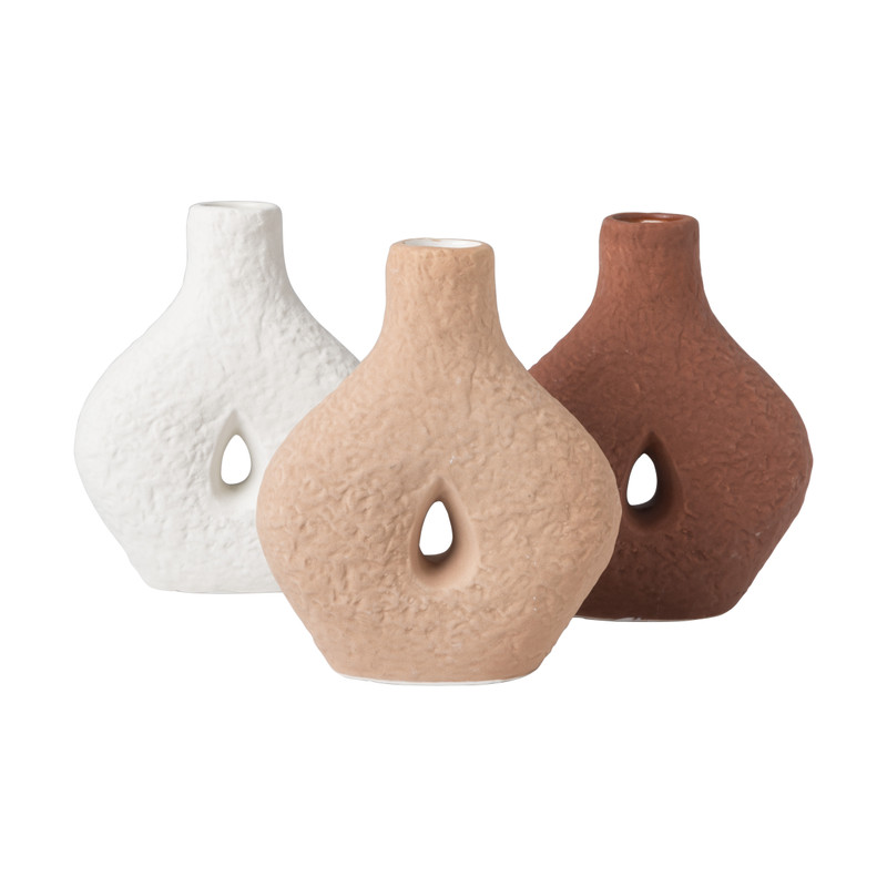 Vaasje donut - lichtbruin - 18x15.5x5 cm 