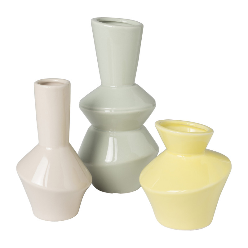 Vaas hoekig - geel - ø9.5x10.6 cm